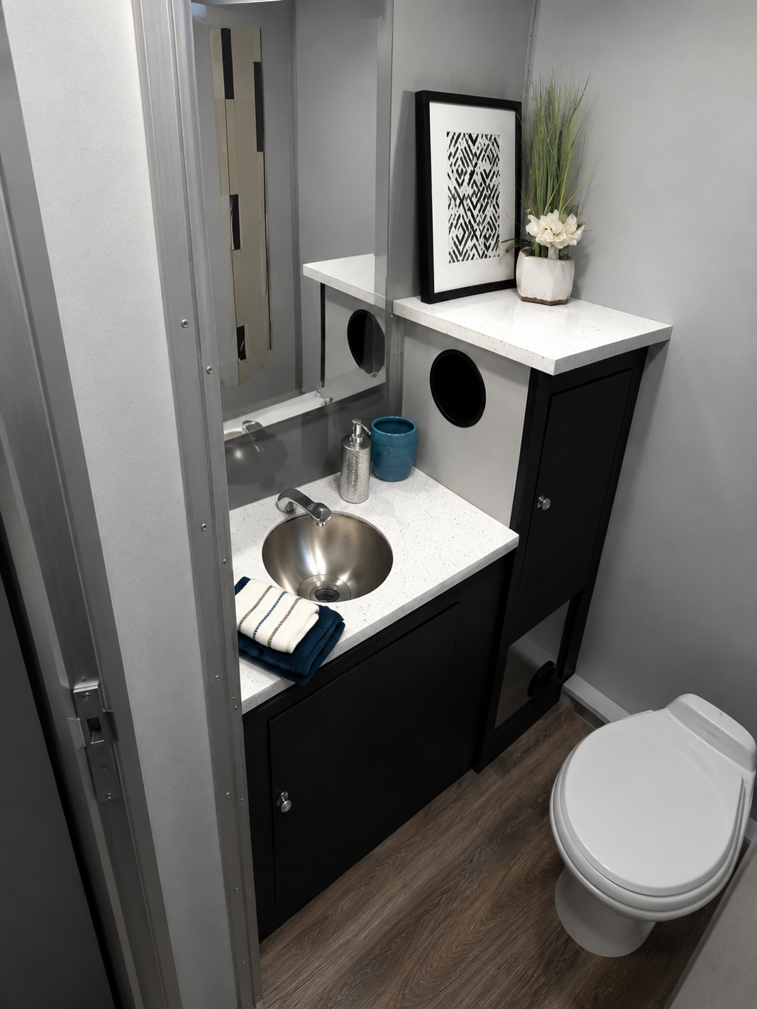 Mini 2 Station restroom trailer interior