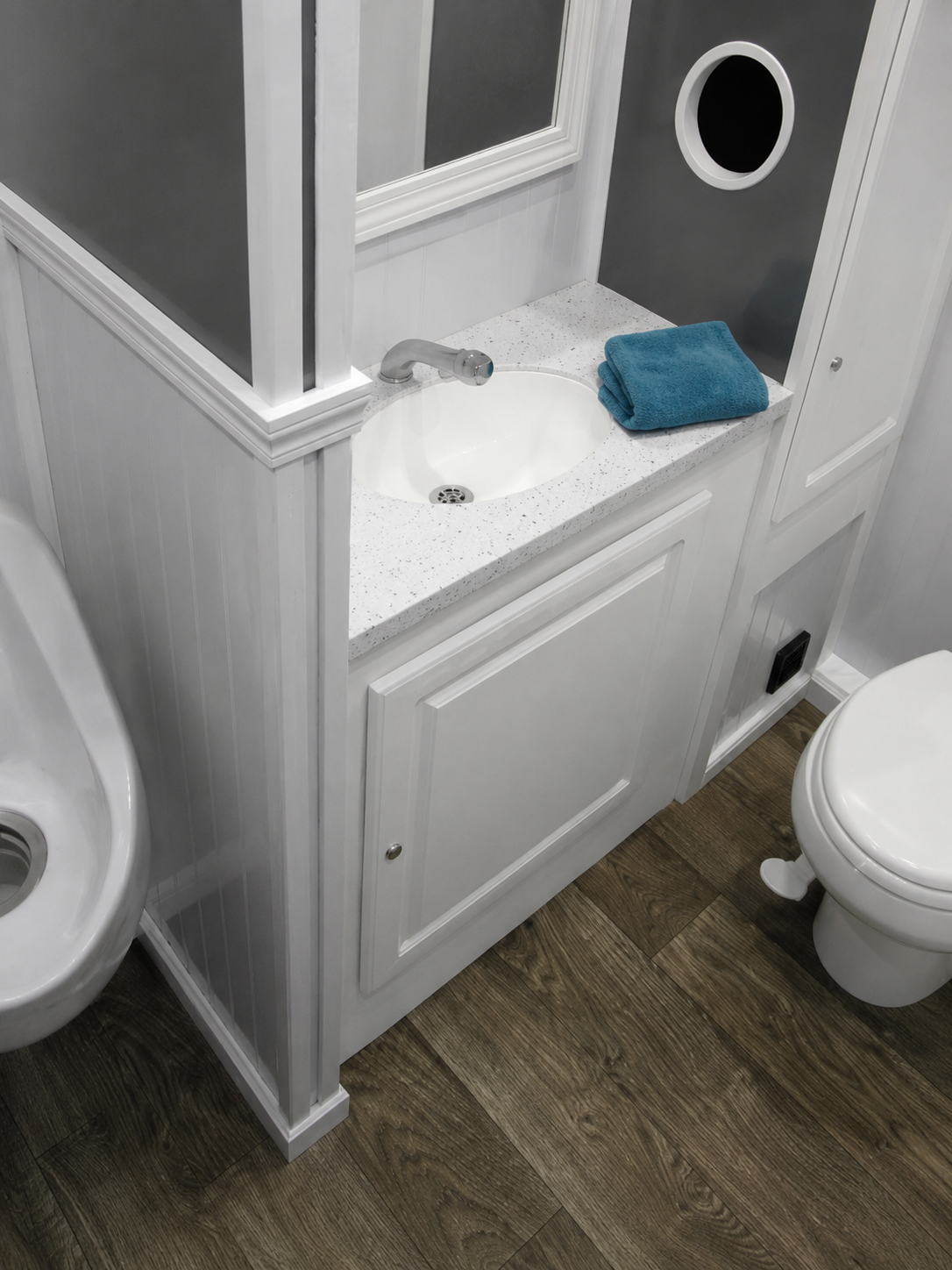 Coastal Series Mini 2 Station restroom trailer interior
