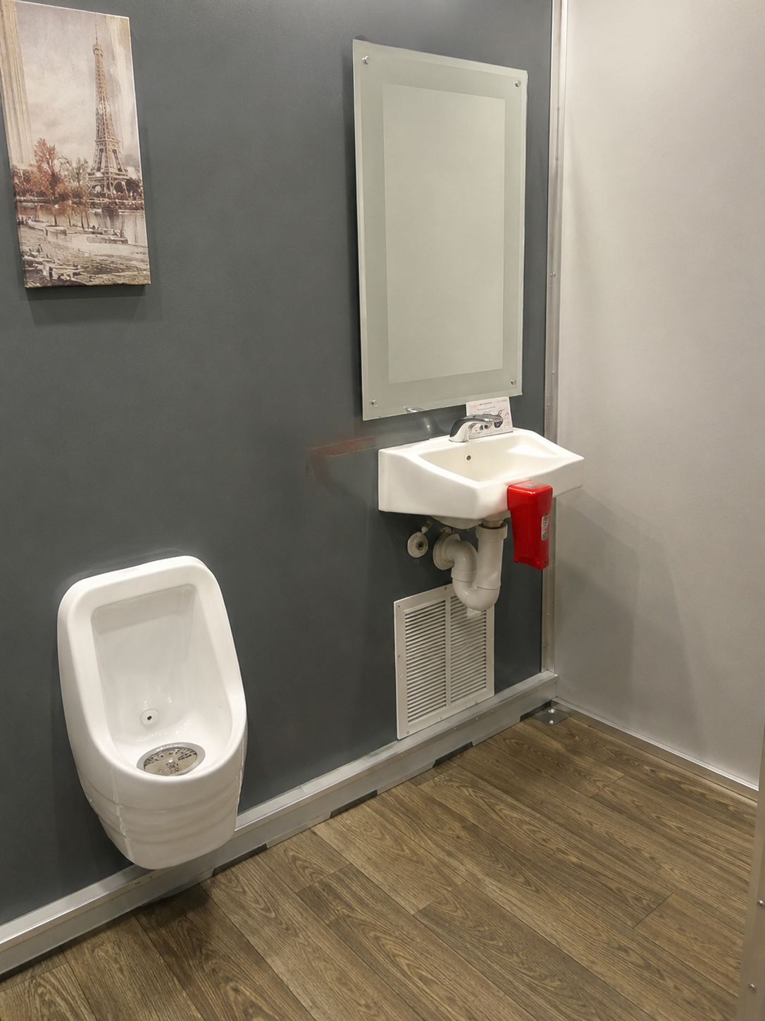 3 Stall ADA restroom trailer interior